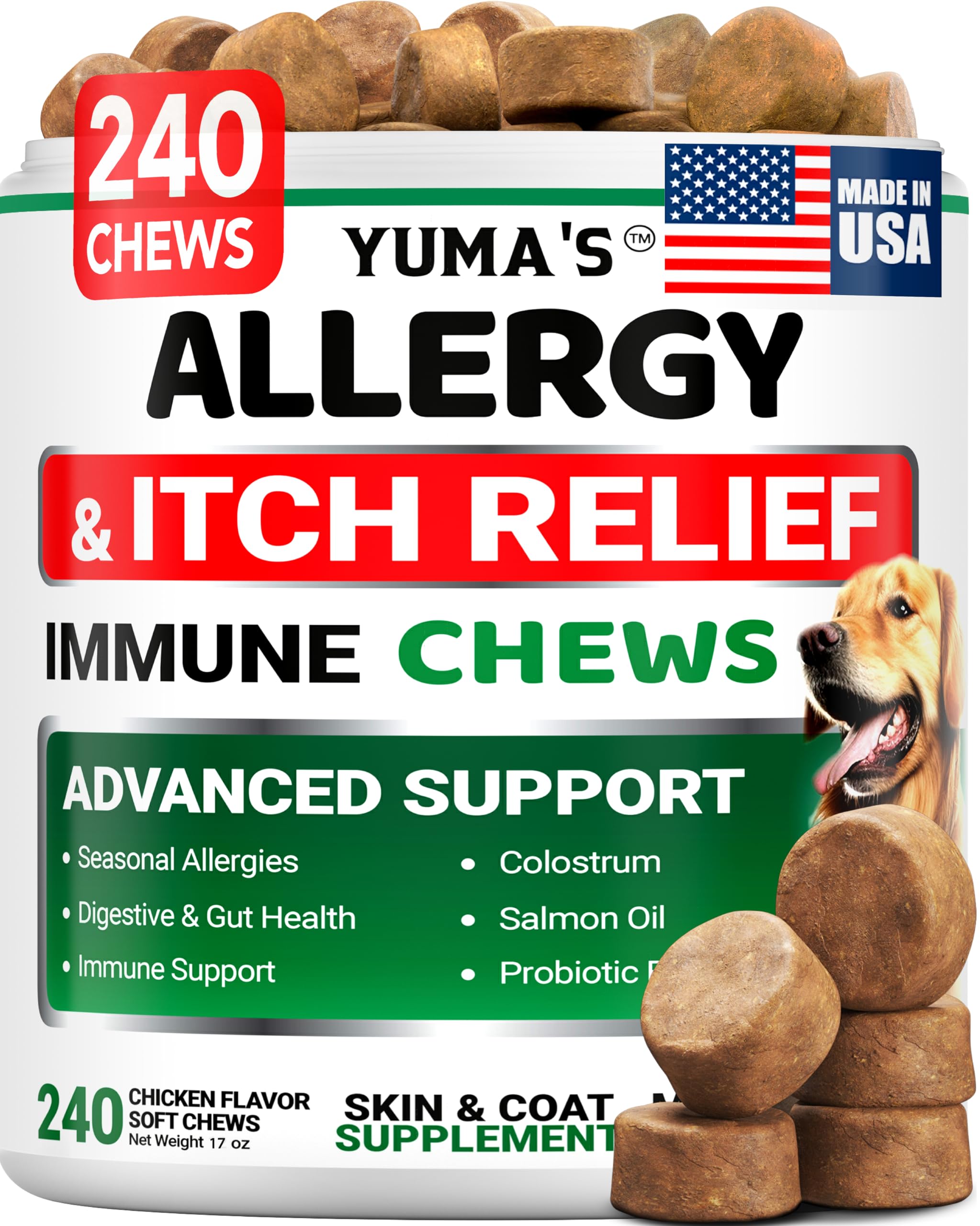 YUMA'S: bocadillos de alergia para perros, alivio potencial de picor y lamido