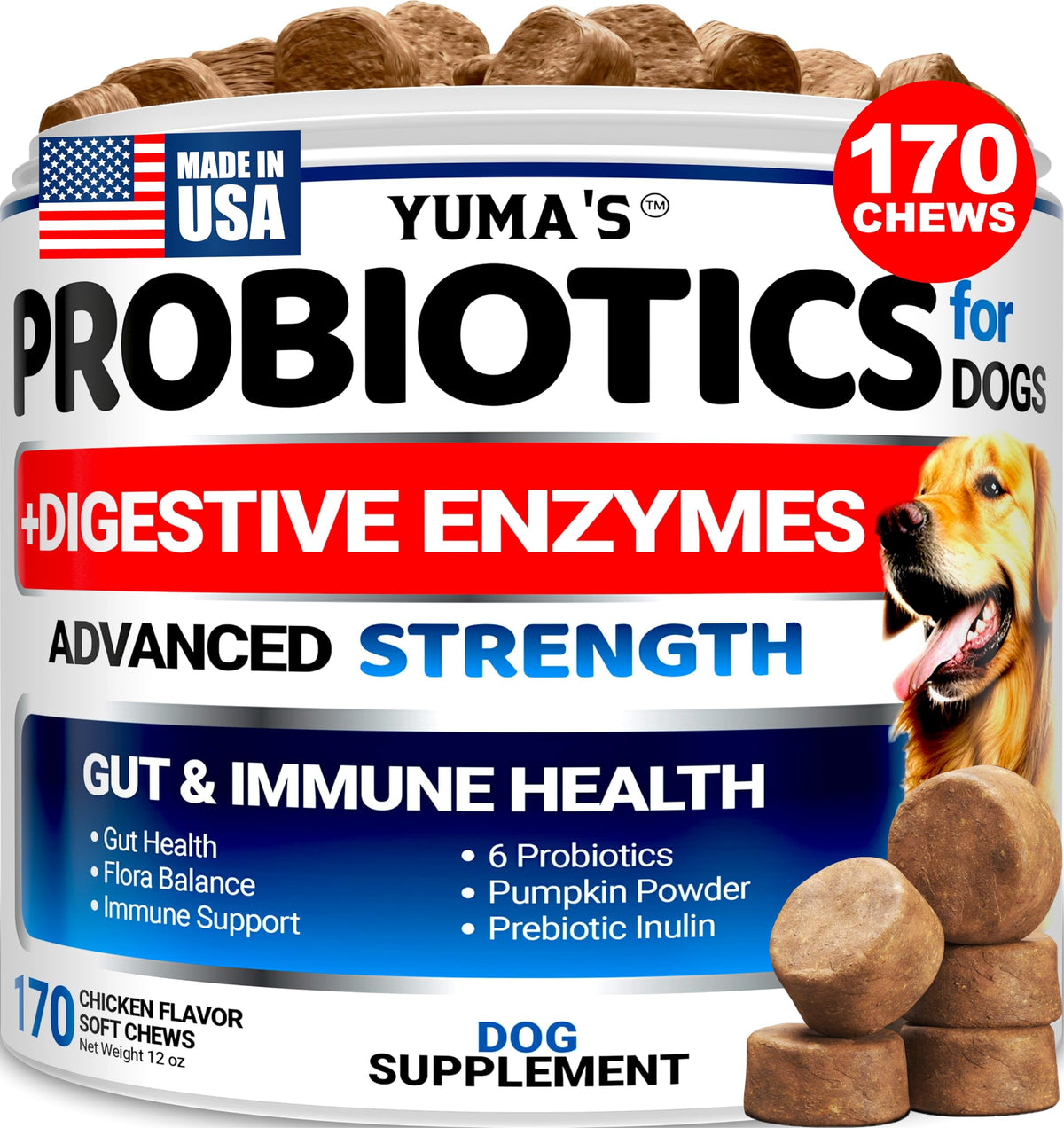 YUMA'S probióticos para perros en botella, apoyo digestivo para todas las etapas.