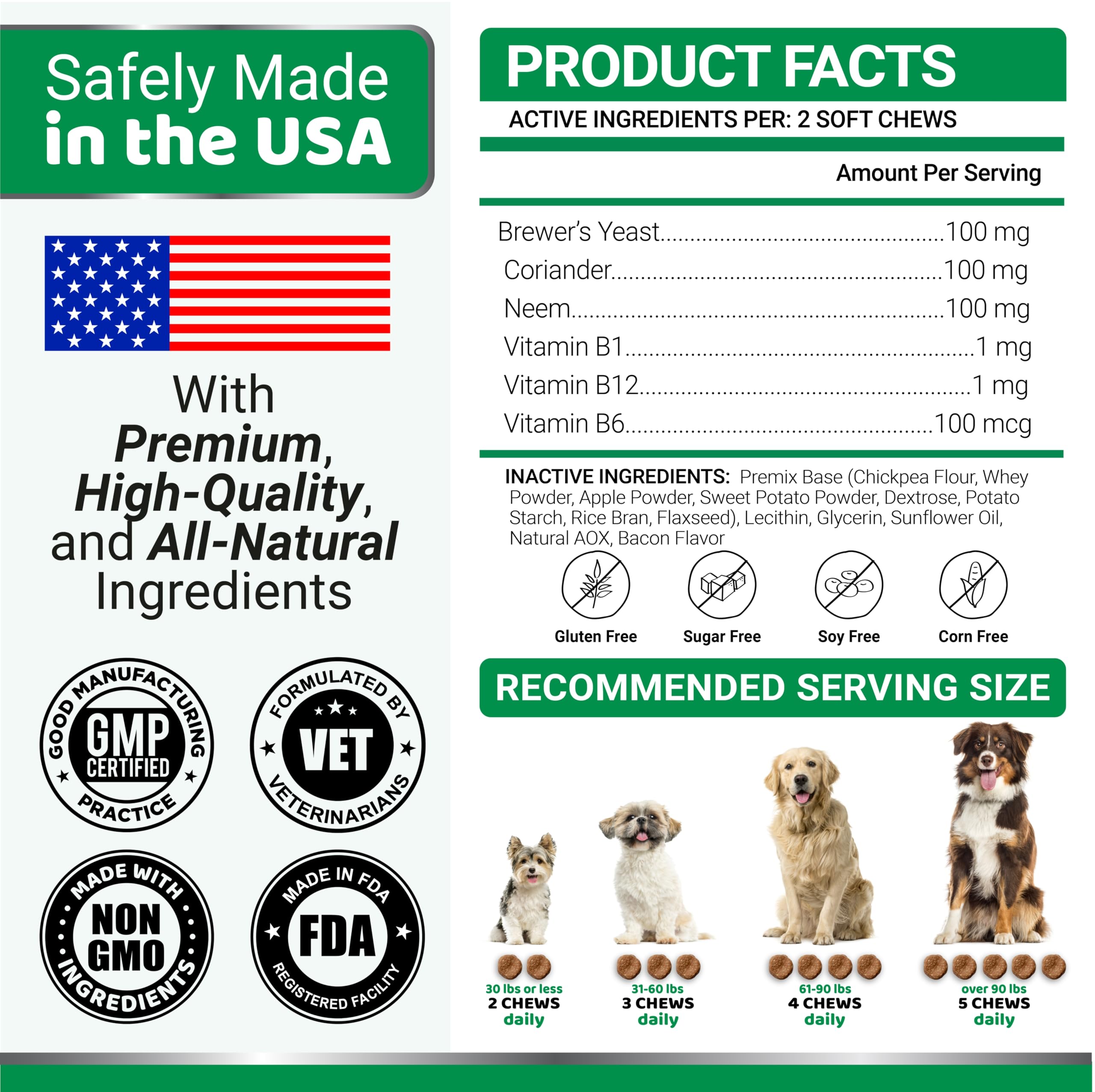 Tabletas YUMA'S hechas en Estados Unidos, calidad veterinaria y fabricación regulada.
