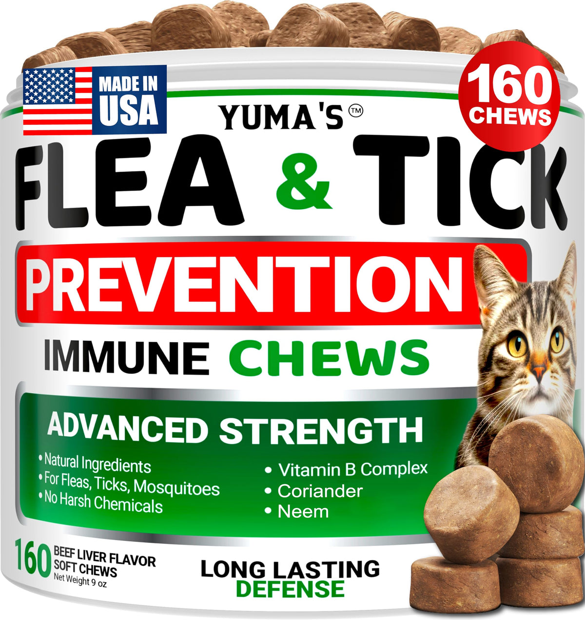 YUMA'S tratamiento antipulgas para gatos en tableta con sabor a carne