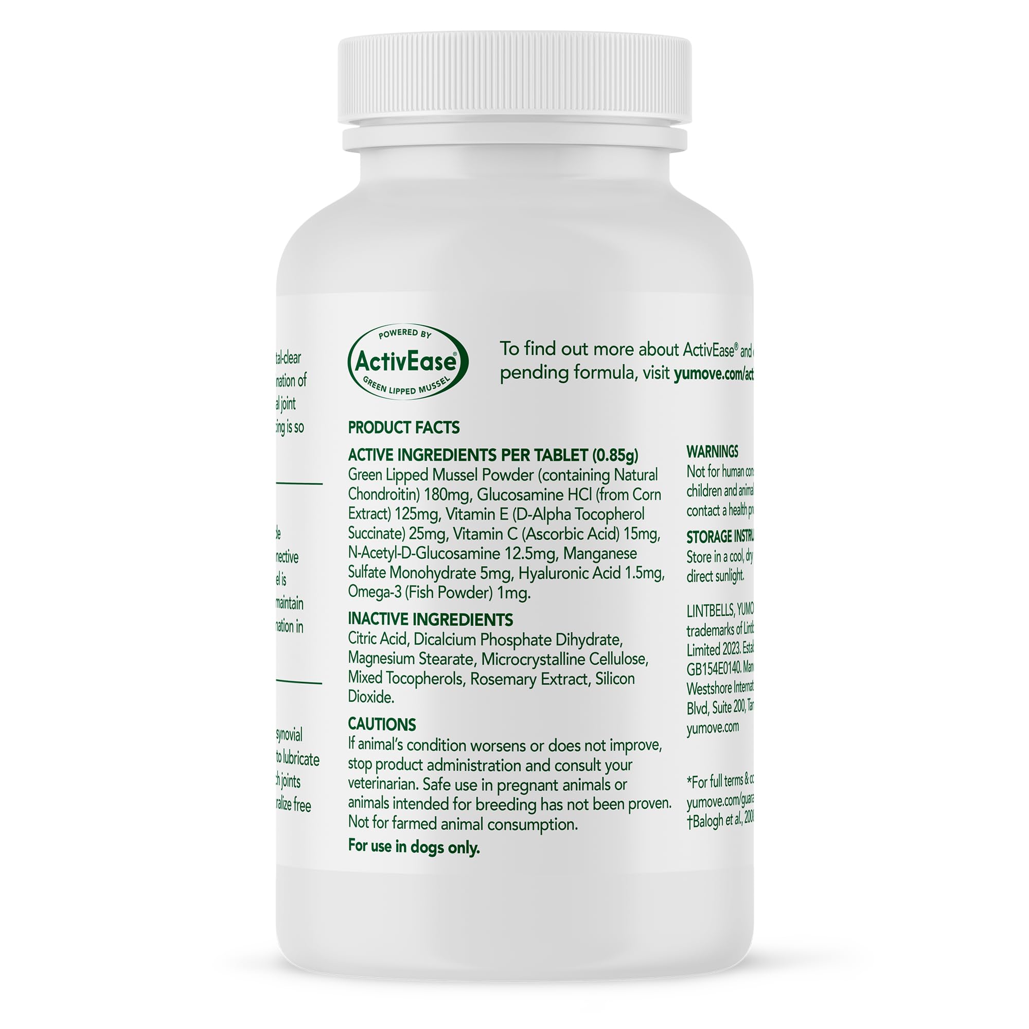ActivEase GLM sostenible en YuMOVE para articulaciones saludables.
