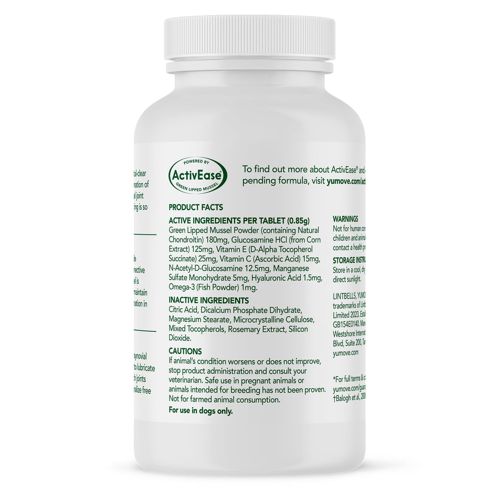 ActivEase GLM sostenible en YuMOVE para articulaciones saludables.