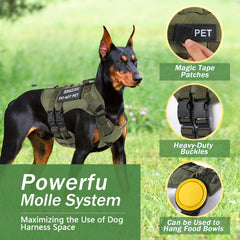 Yungaspy arnés con sistema Molle para accesorios en perro grande