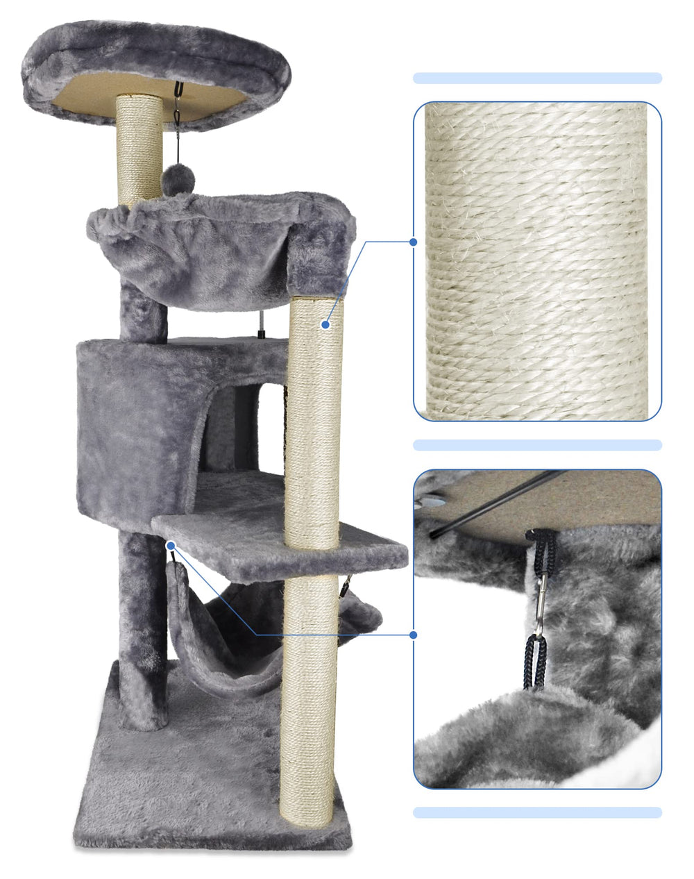 YUNIQUE base estable gris para mayor seguridad del gato