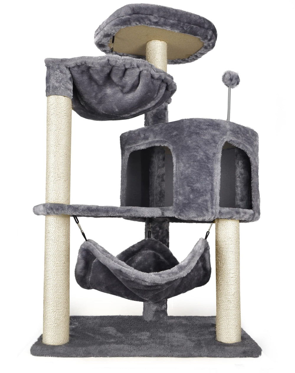 YUNIQUE árbol para gatos con condo gris y hamaca: juego y descanso