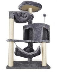 YUNIQUE árbol para gatos con condo gris y hamaca: juego y descanso