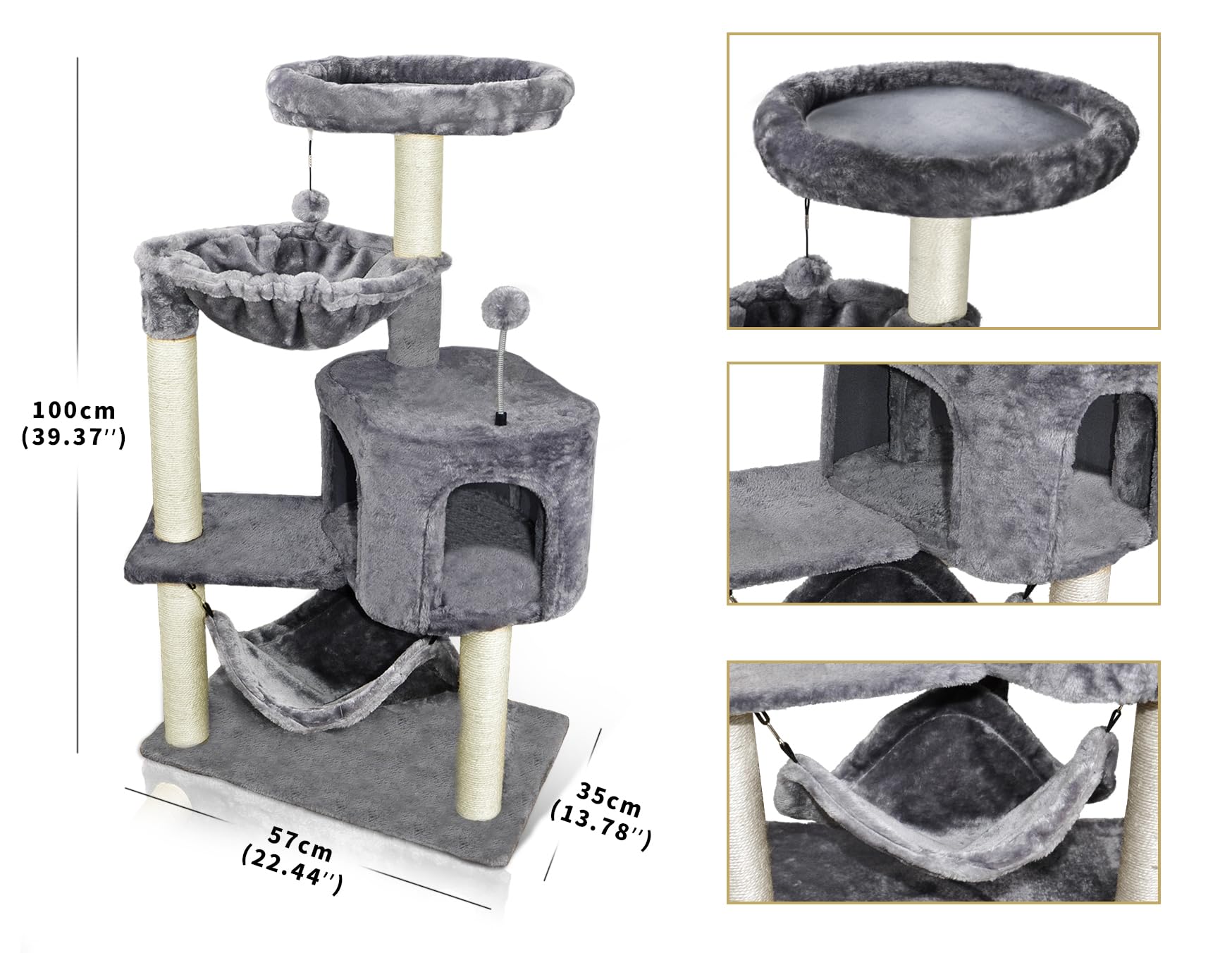 YUNIQUE postes de sisal gris para rascar y ejercitar