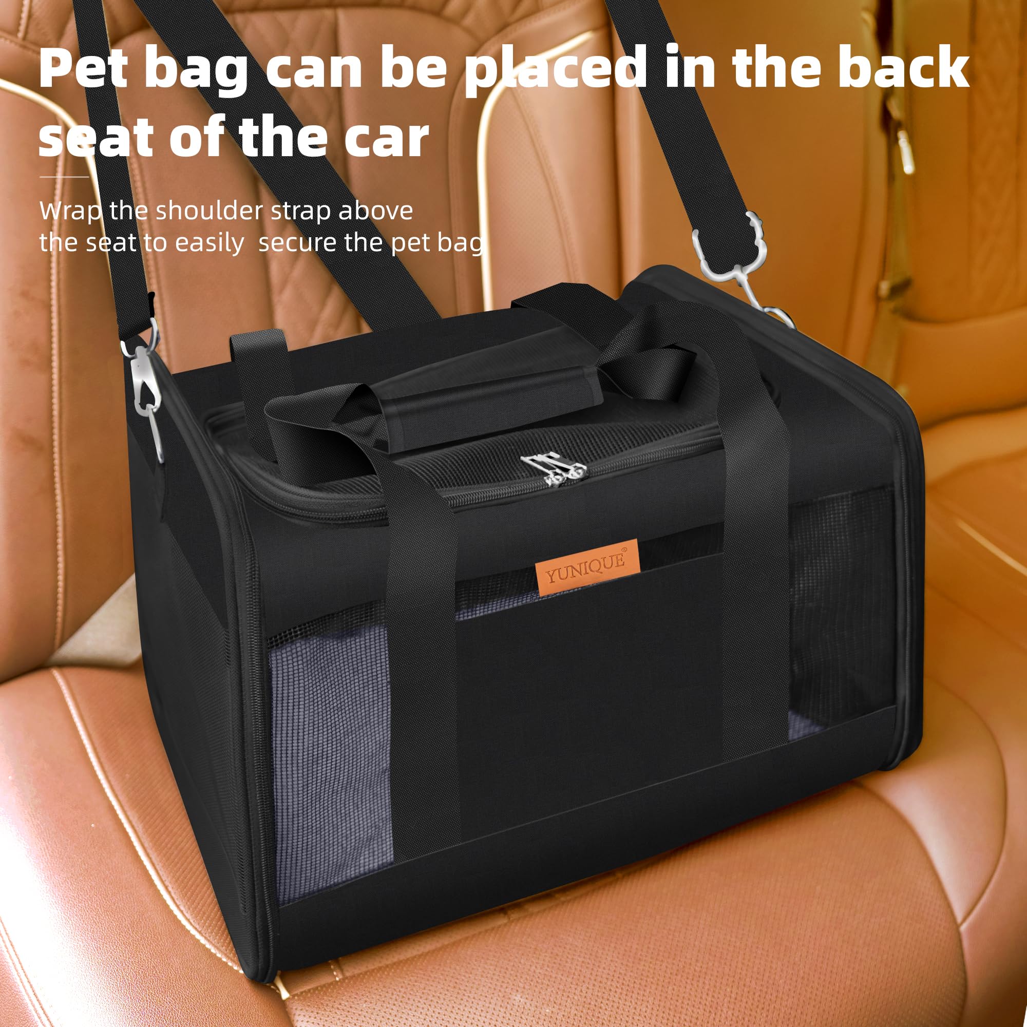YUNIQUE espacio seguro para mascotas, ideal para trayectos en coche.