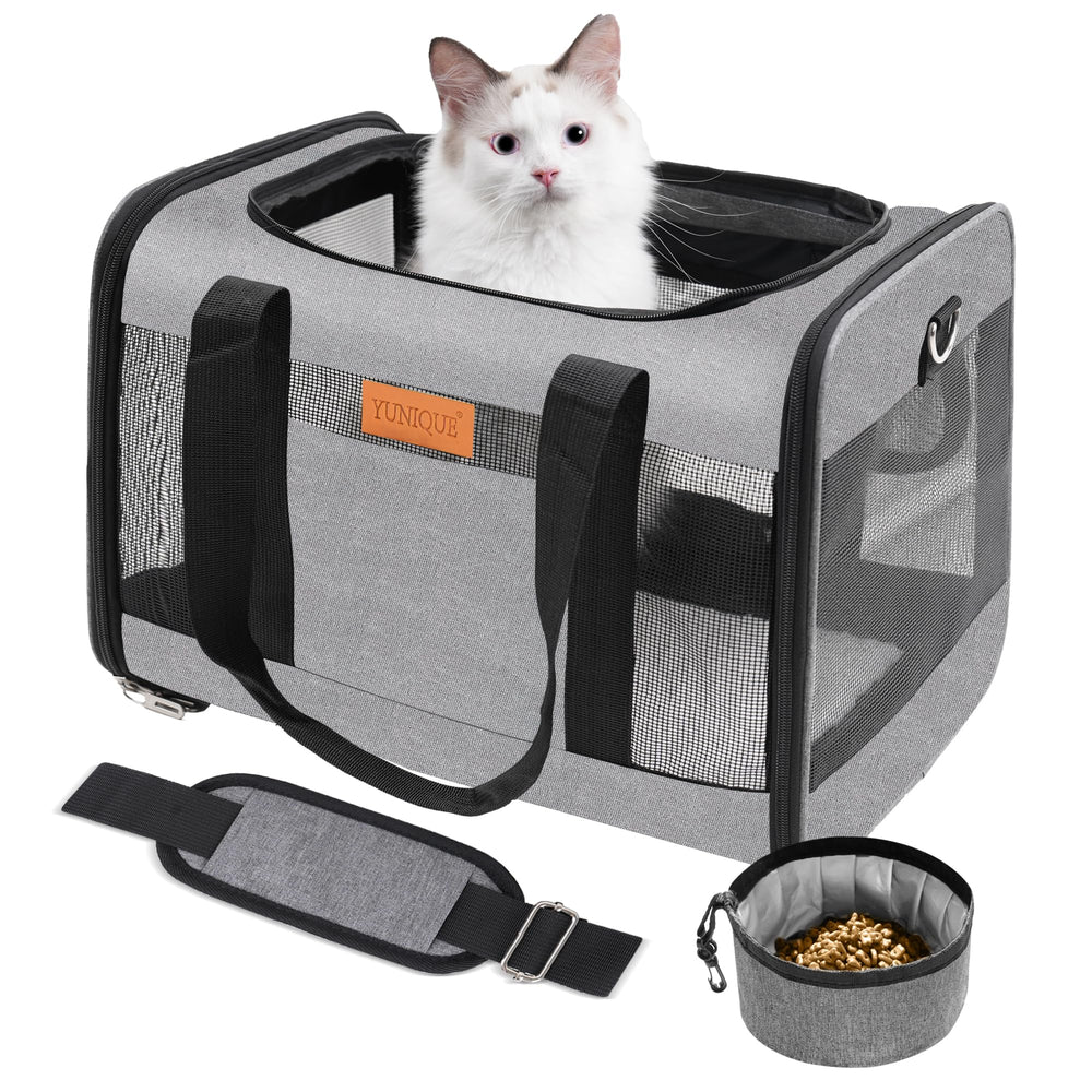 Transportín blando de YUNIQUE para gatos y perros, gris, ideal para paseos.