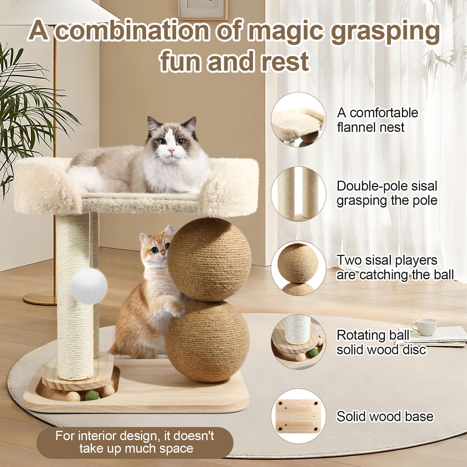 YUNLINLI arbol-gato 5-en-1 bola colgante para juego interactivo.