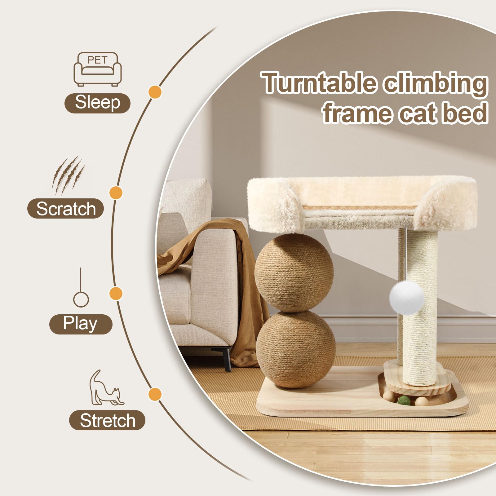 YUNLINLI arbol-gato 5-en-1 cama suave en torre para descanso.