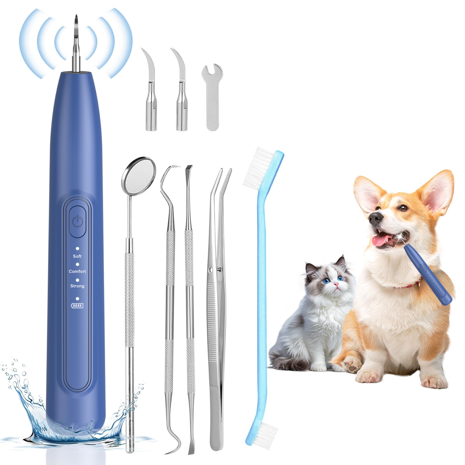 YunLuna limpiador ultrasónico de dientes para perros con cabezales intercambiables