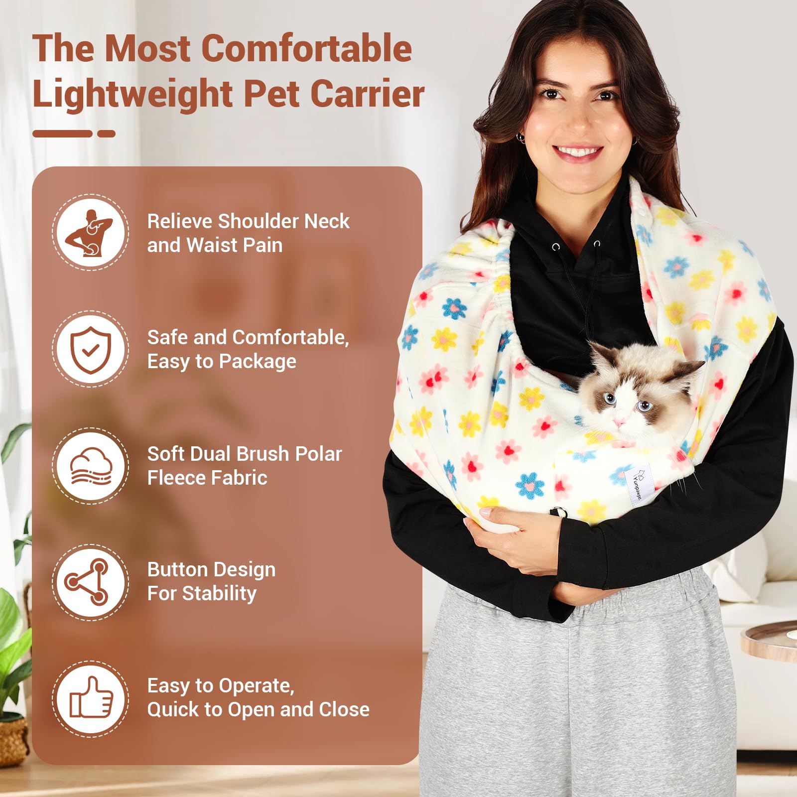 Yunpawpet sling con bolsillo frontal para objetos esenciales durante salidas