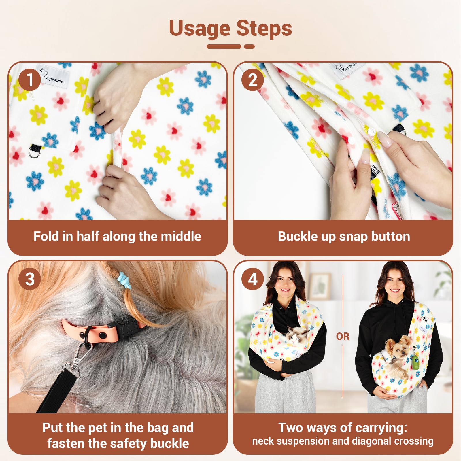 Yunpawpet sling lavable a máquina para un mantenimiento sencillo