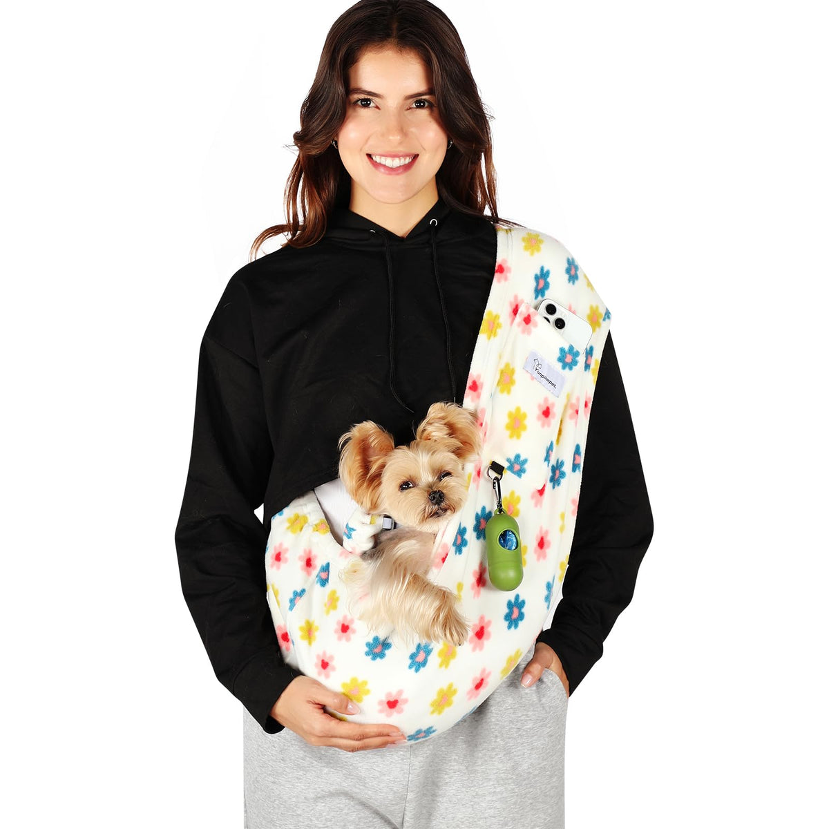 Yunpawpet sling para perro con material suave y cómodo para paseos