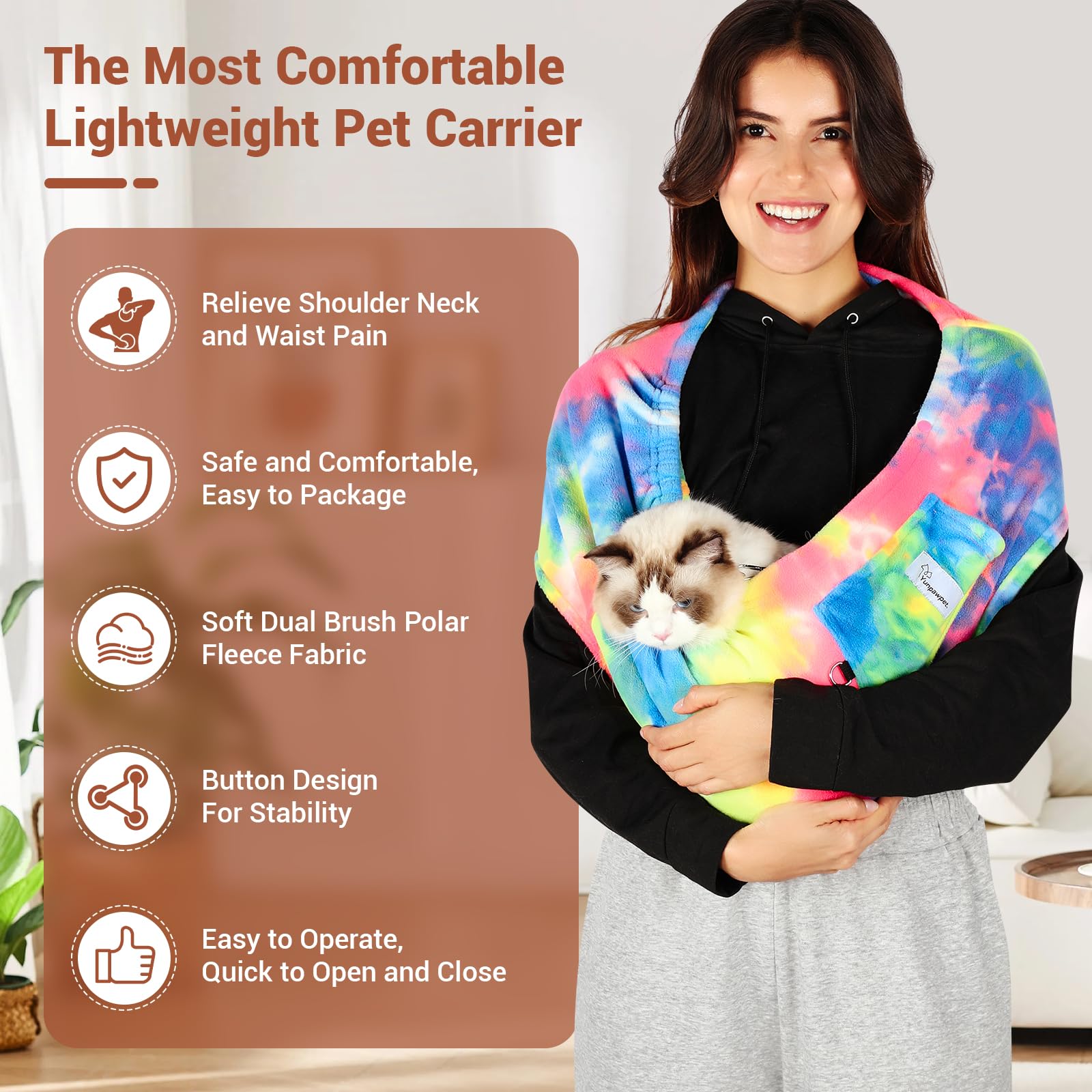 Yunpawpet sling-seguridad-ajustable: correa integrada para mayor seguridad en paseos