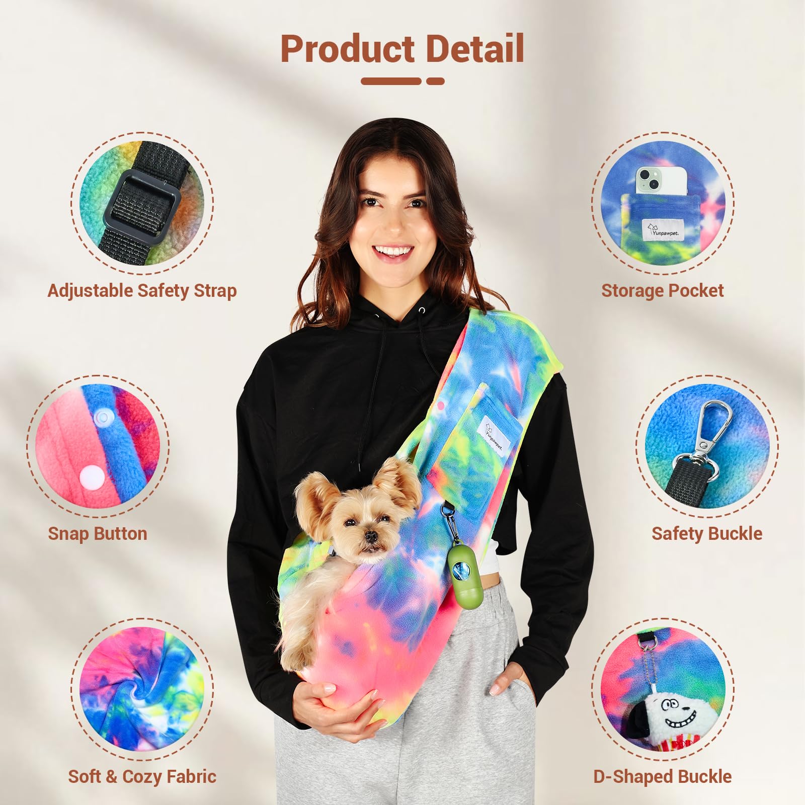 Yunpawpet sling-tres-en-uno: funciona también como manta y cojín para la mascota