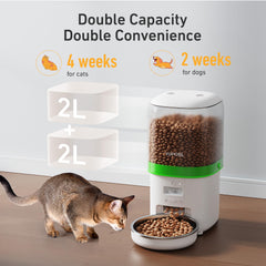 Yuposl comedero automático 4L visto lateral, evita que los gatos tomen comida extra