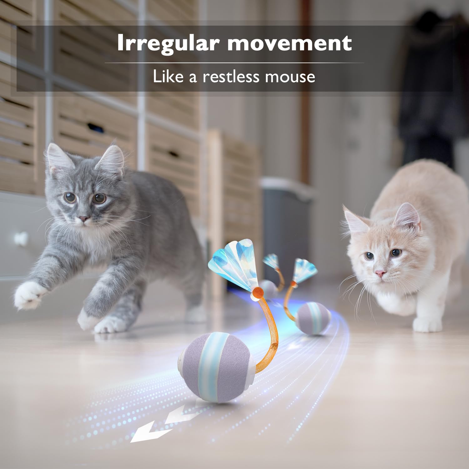 YVE LIFE Cola elástica para gatos añade movimiento de presa para diversión segura.