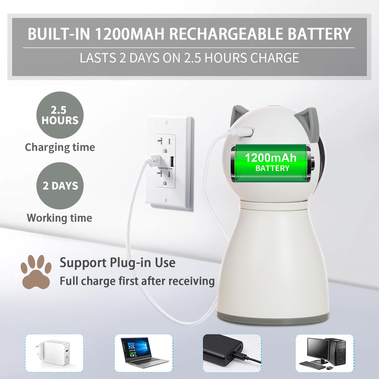 Batería recargable USB de YVE LIFE para sesiones largas.
