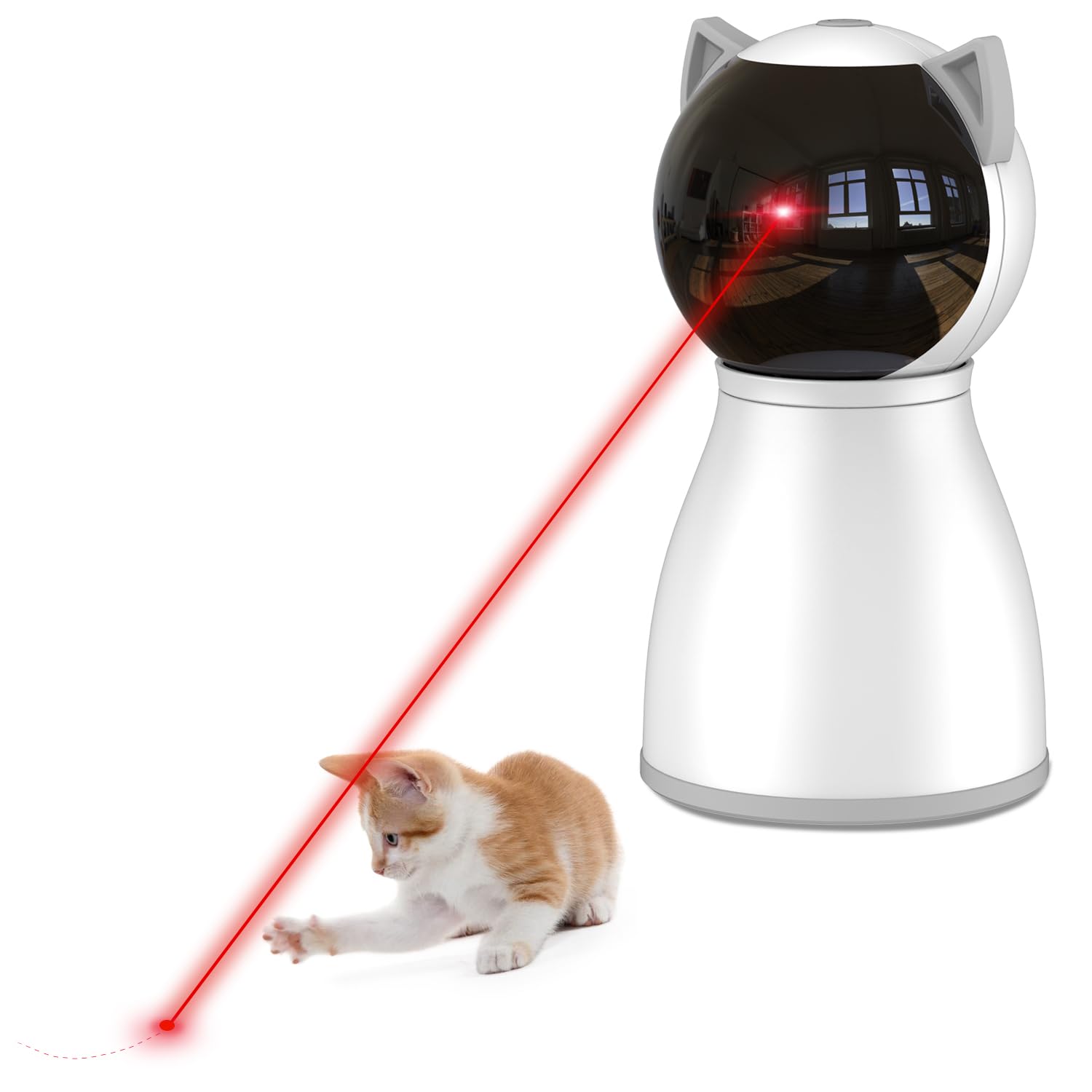 Láser para gatos de YVE LIFE en interiores mostrando juego activo.