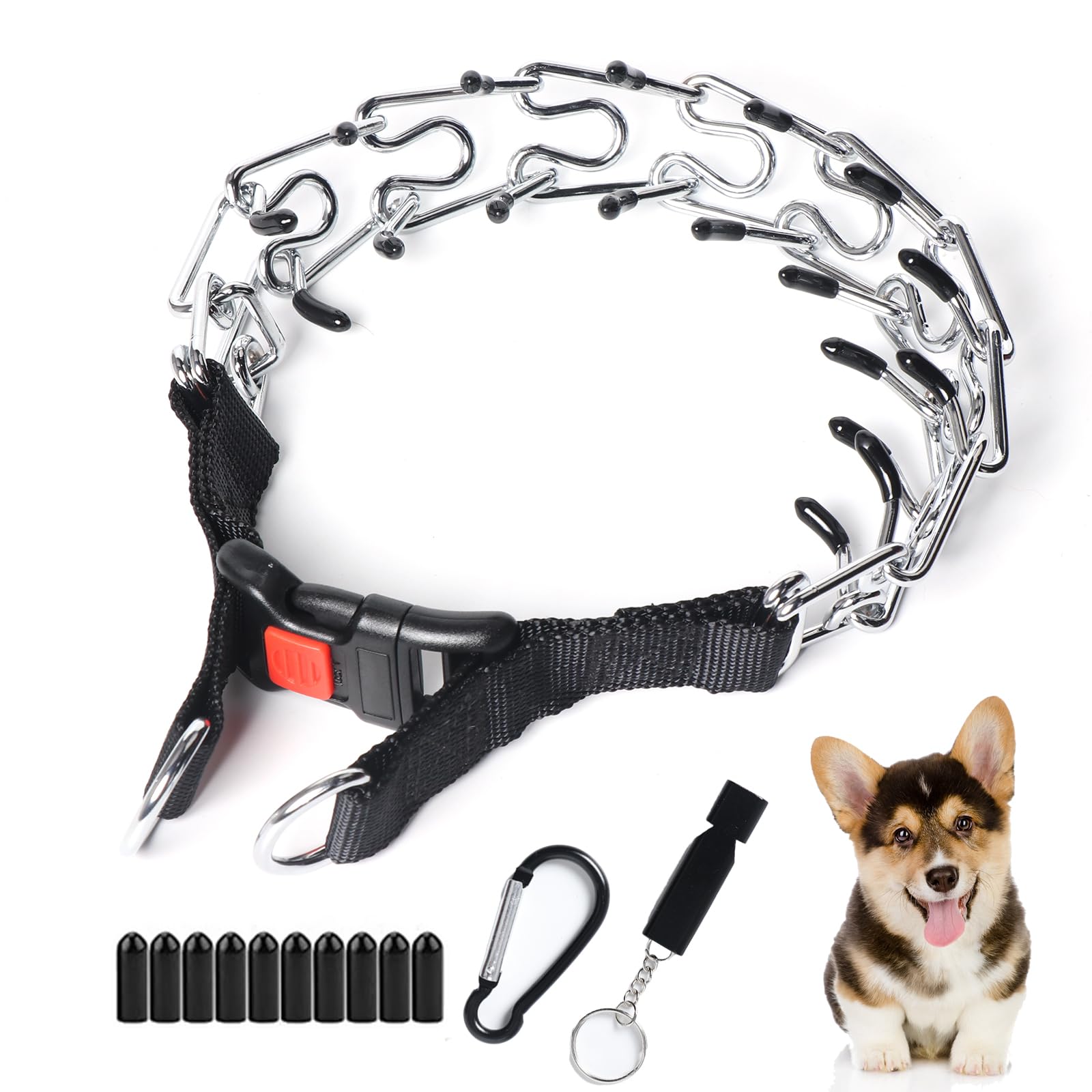 Yvnicll collar de púas para perros ajustable con cierre rápido para paseos sin tirar.