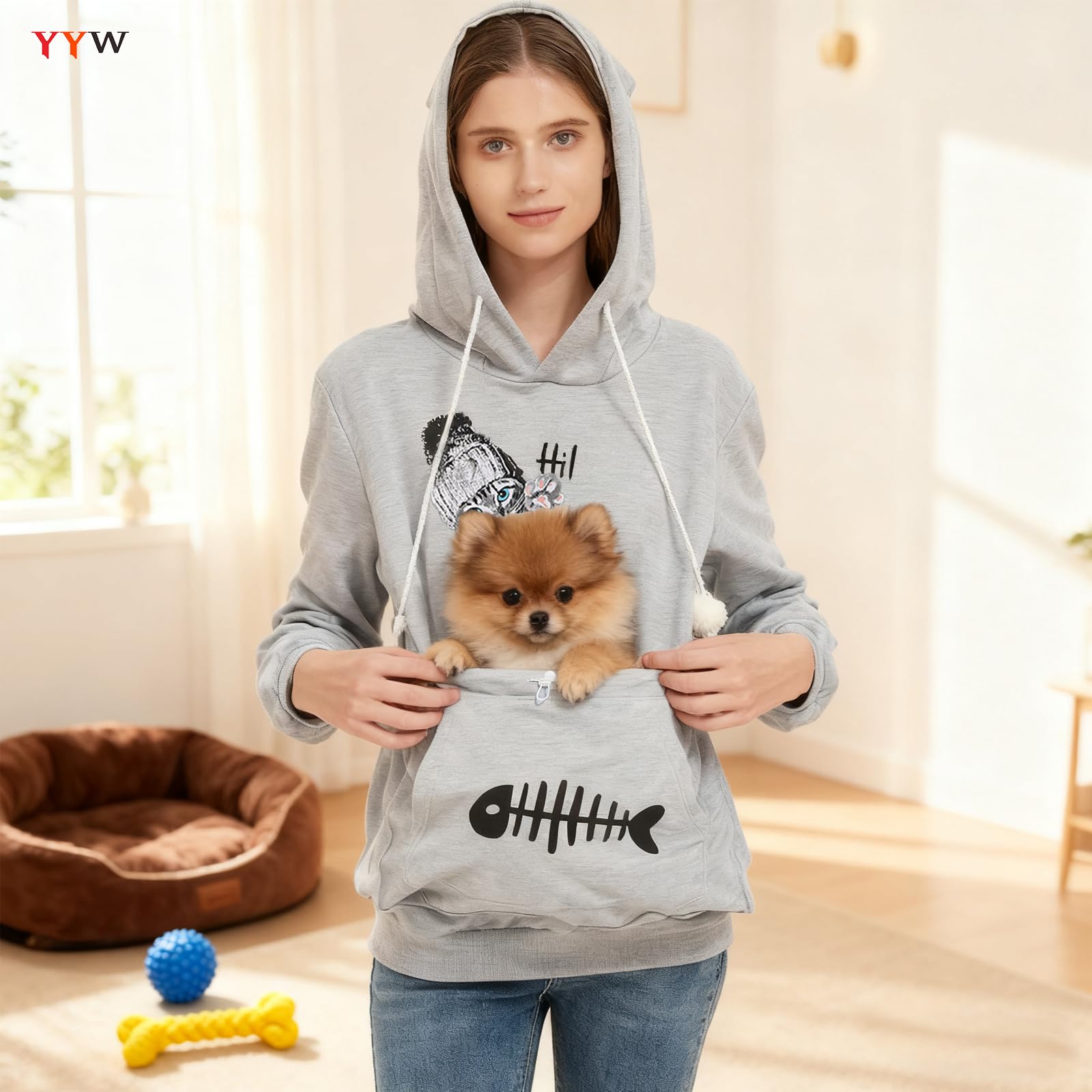 YYW capucha con orejas de gato, toque adorable para estilismos diarios.