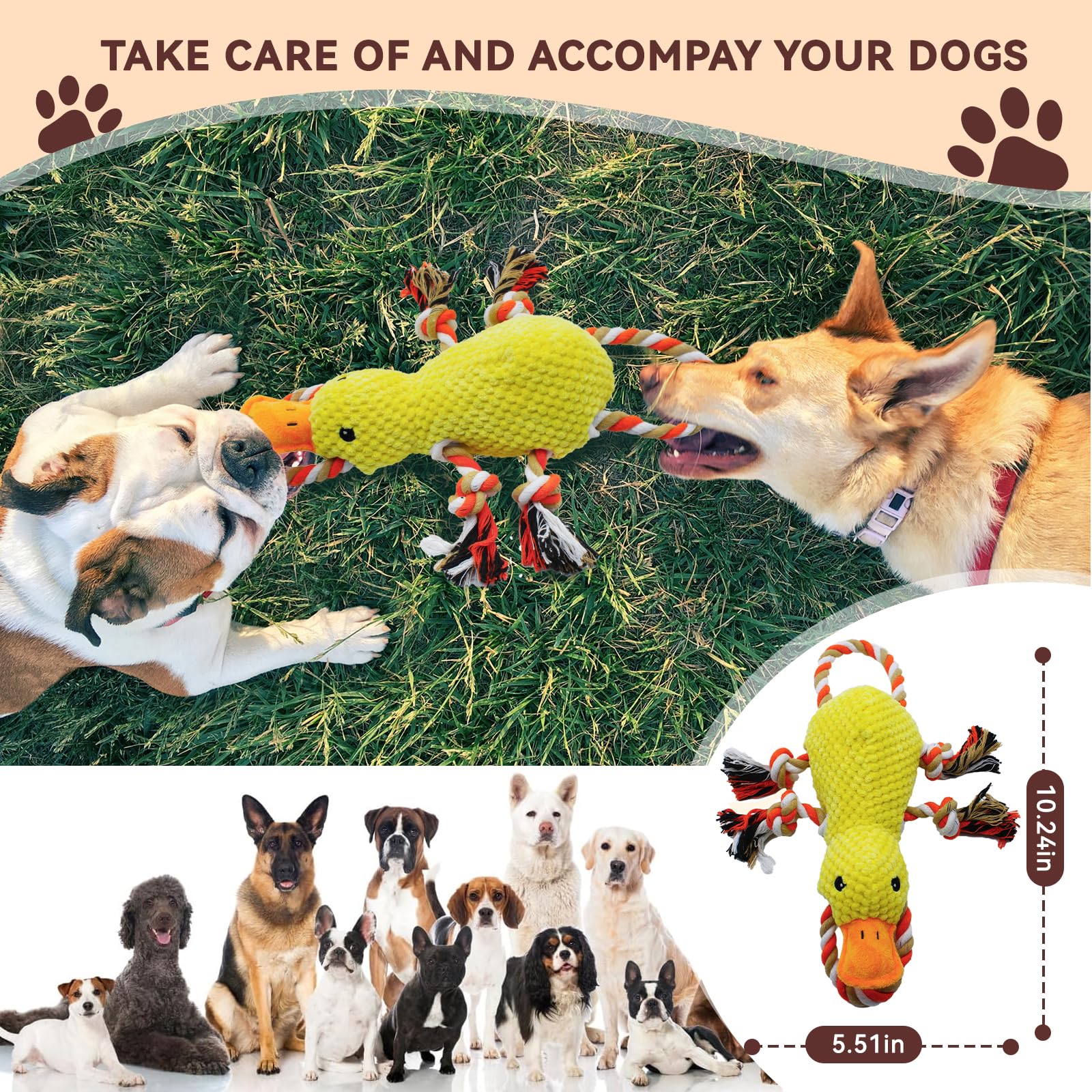 YZHDUXIU Juguete pato con chirrido para perros activos