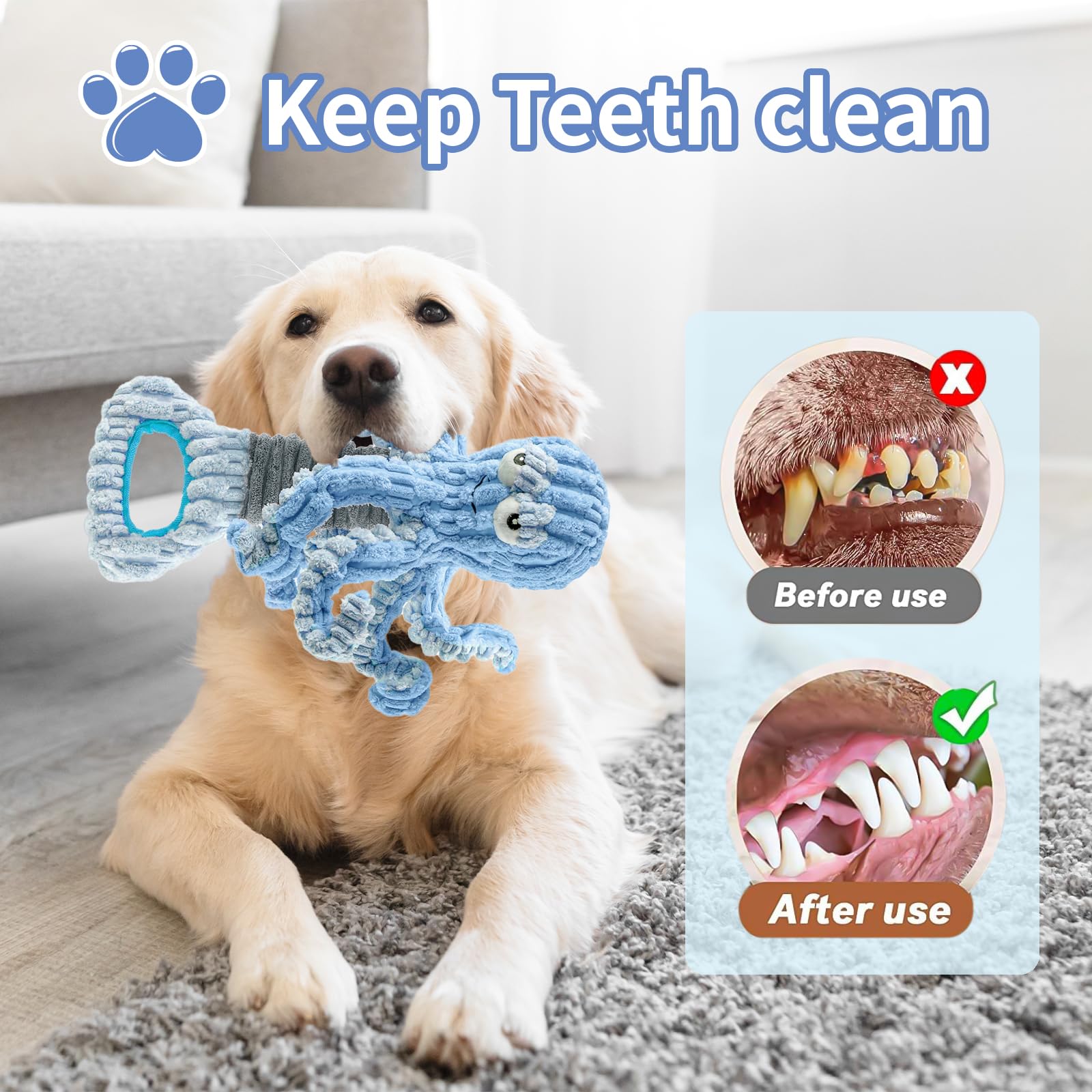 YZHDUXIU juguete pulpo azul antiestrés para mascotas ansiosas.
