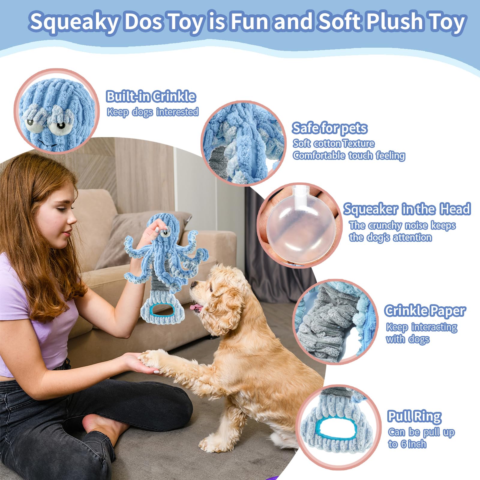 YZHDUXIU juguete pulpo azul interactivo para juegos de tirar y entrenar.
