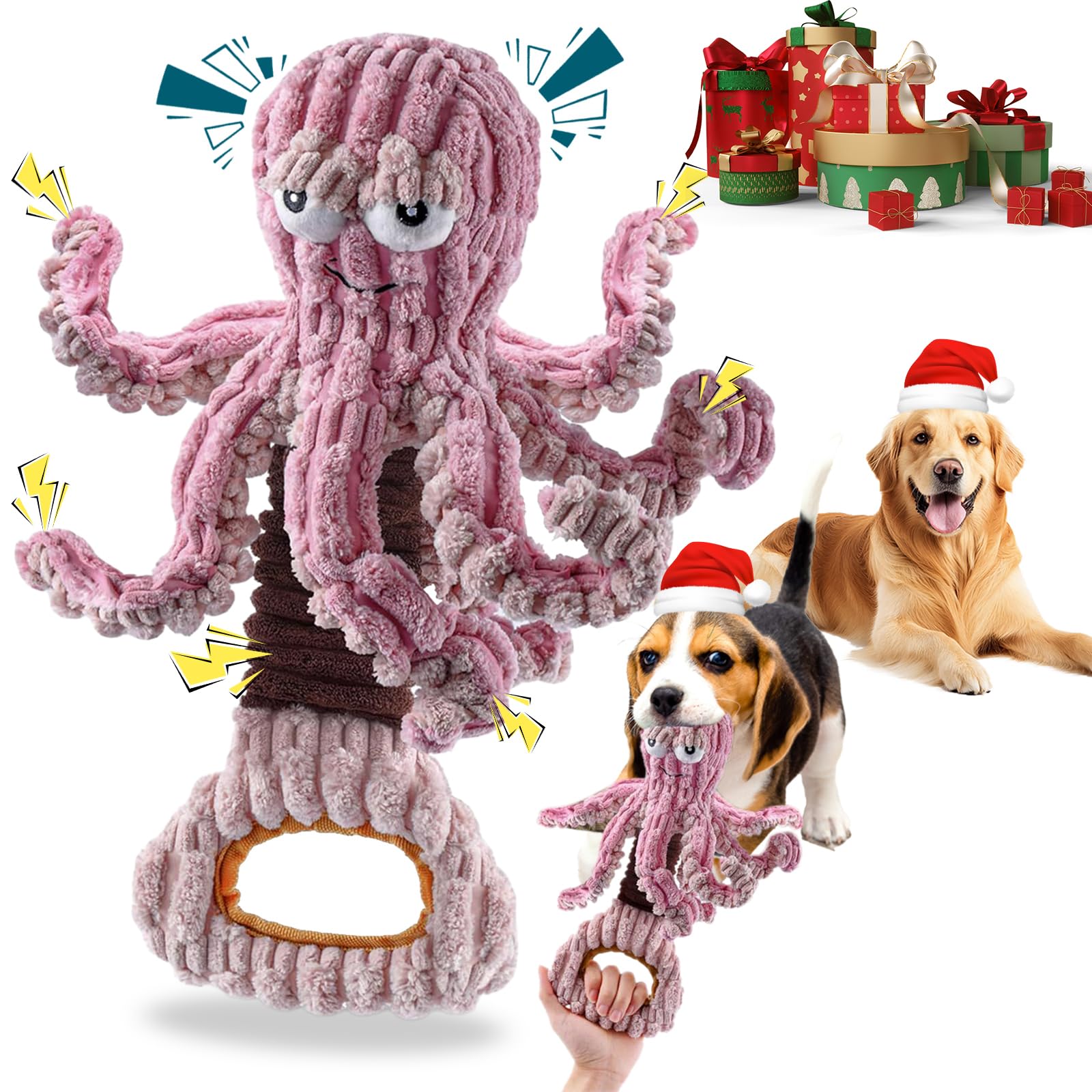 Juguete YZHDUXIU pulpo chirriante para perros, perfecto para juego activo y estimulación sensorial