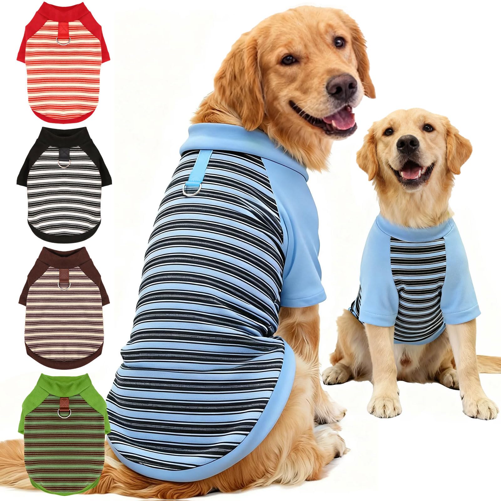 Camiseta para perro YZHZIIR azul con forro felpa y anillo de correa.