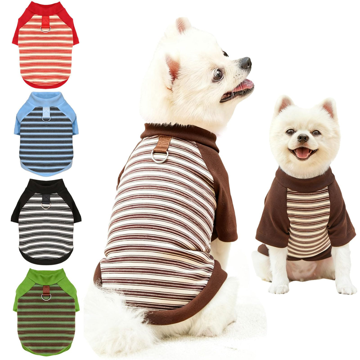 Camiseta para perro YZHZIIR con rayas marrón, diseño cómodo para paseos diarios.