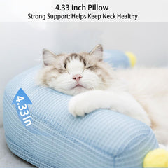 Sillón en L Zabplox para gatos brinda apoyo cómodo durante siesta.