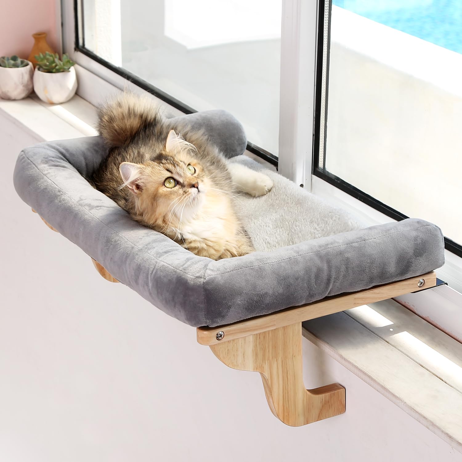 Zakkart hamaca para ventana con colchón ortopédico para articulaciones cómodas