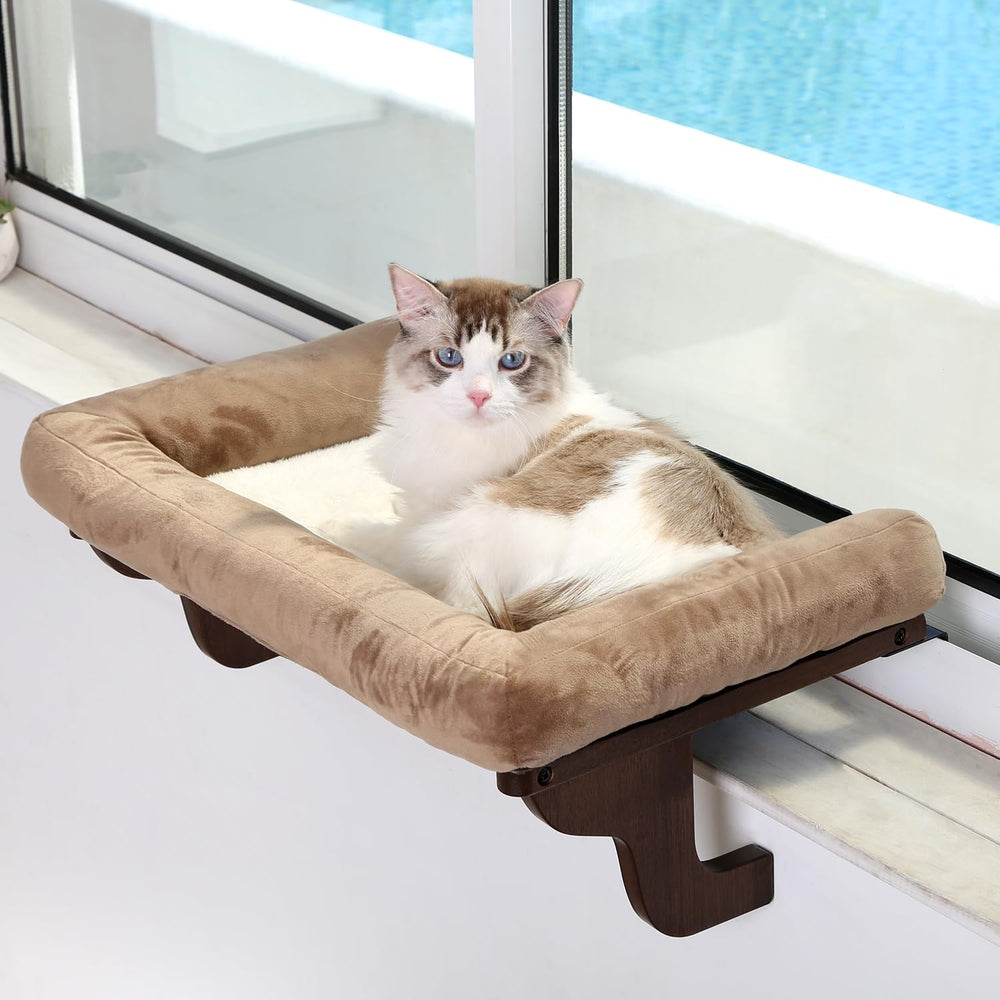 Zakkart percha-ventana con cojín para gatos, soporte cómodo frente a la ventana.