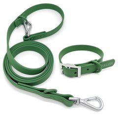 ZALER collar y correa impermeables en verde para paseos limpios