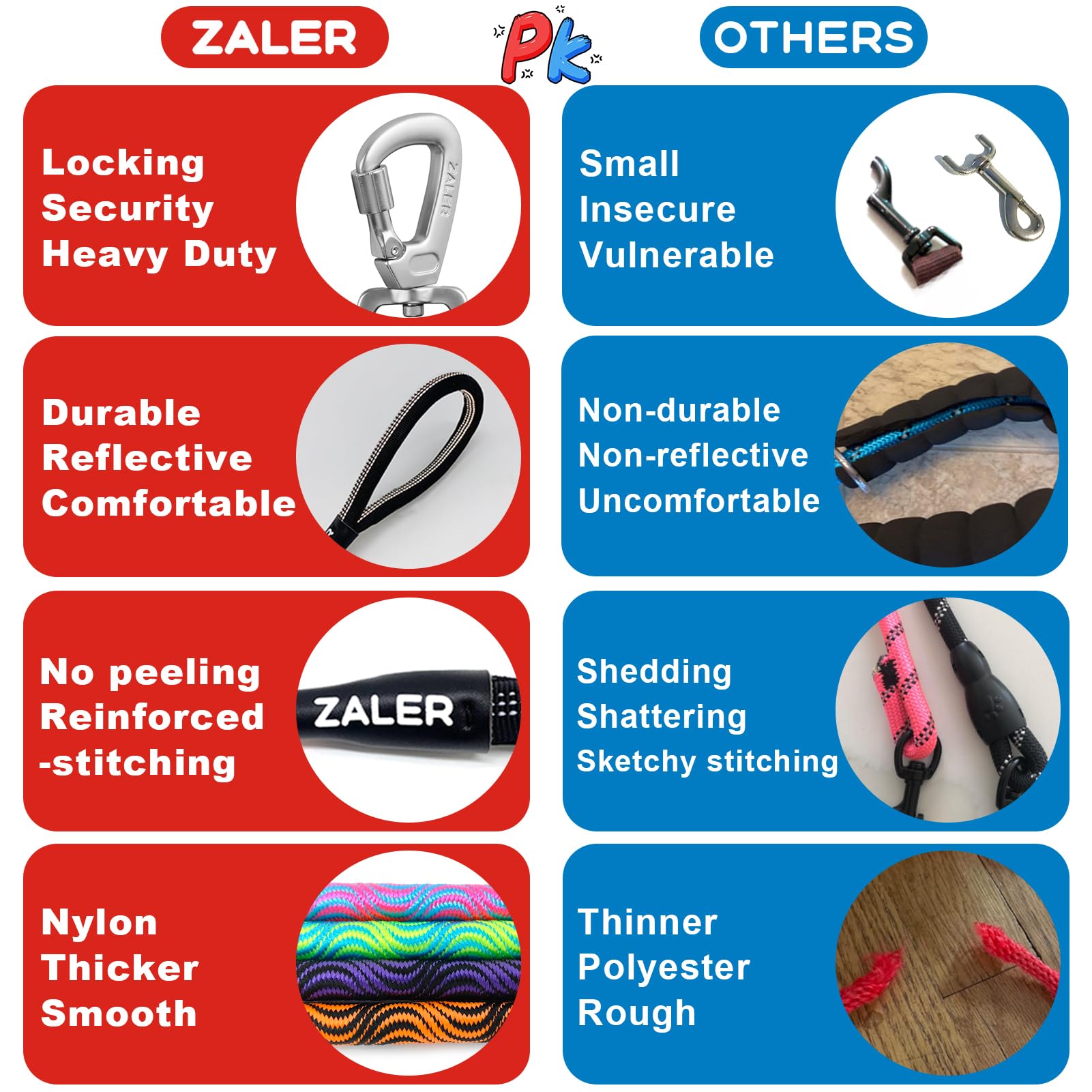 Conector de cuero resistente ZALER con costuras reforzadas para durabilidad.