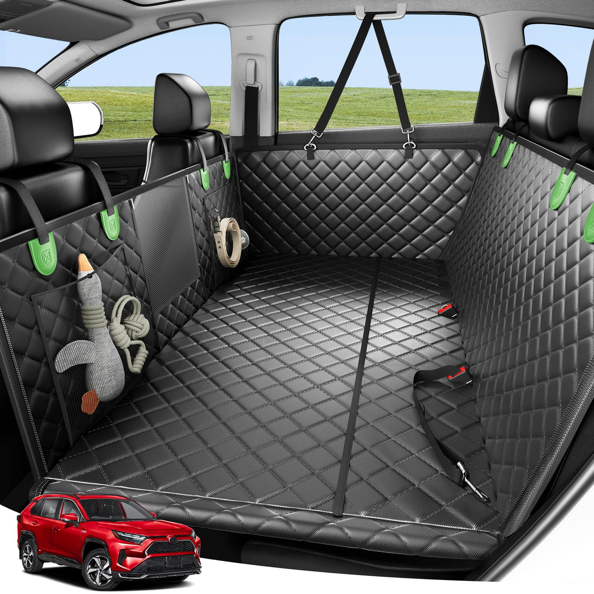 Funda Zanch para asiento de perro con base dura protegiendo el coche y mejorando el viaje.