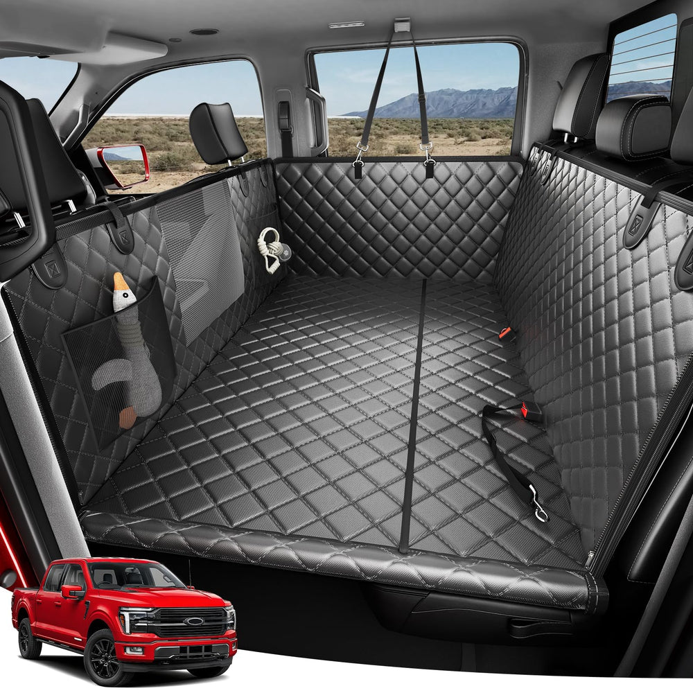 Protector de asiento trasero Zanch con plataforma amplia para perros grandes, mayor espacio.