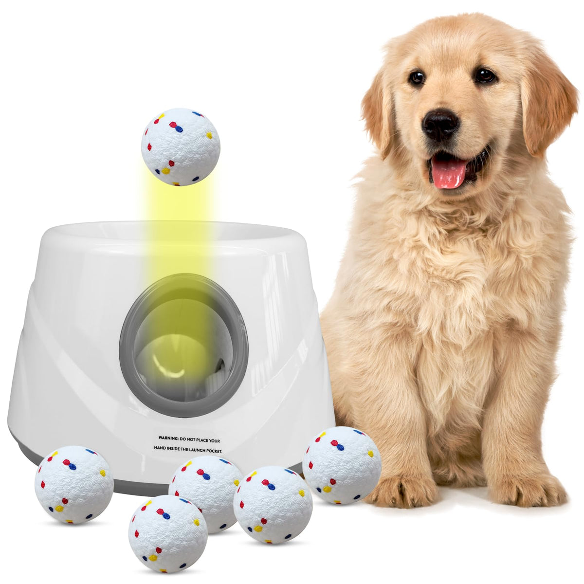 Lanzador automático ZAPELL para perros en acción, ideal para juego al aire libre.