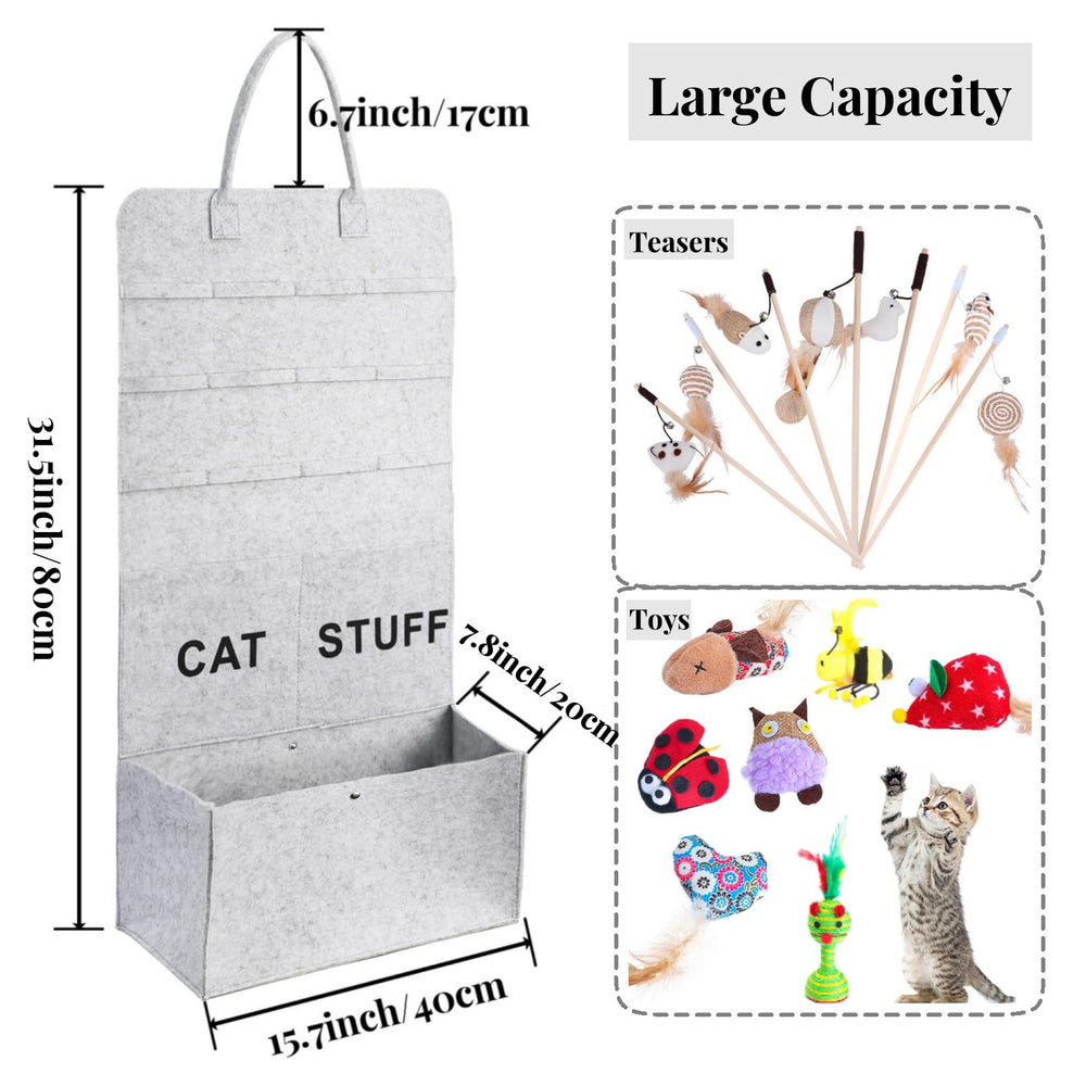 Organizador ZAVOOS para juguetes de gato con gancho y mango.