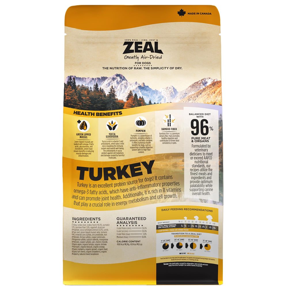ZEAL proteina-alta-pavo-perro: apoyo a la masa muscular con pavo de origen responsable