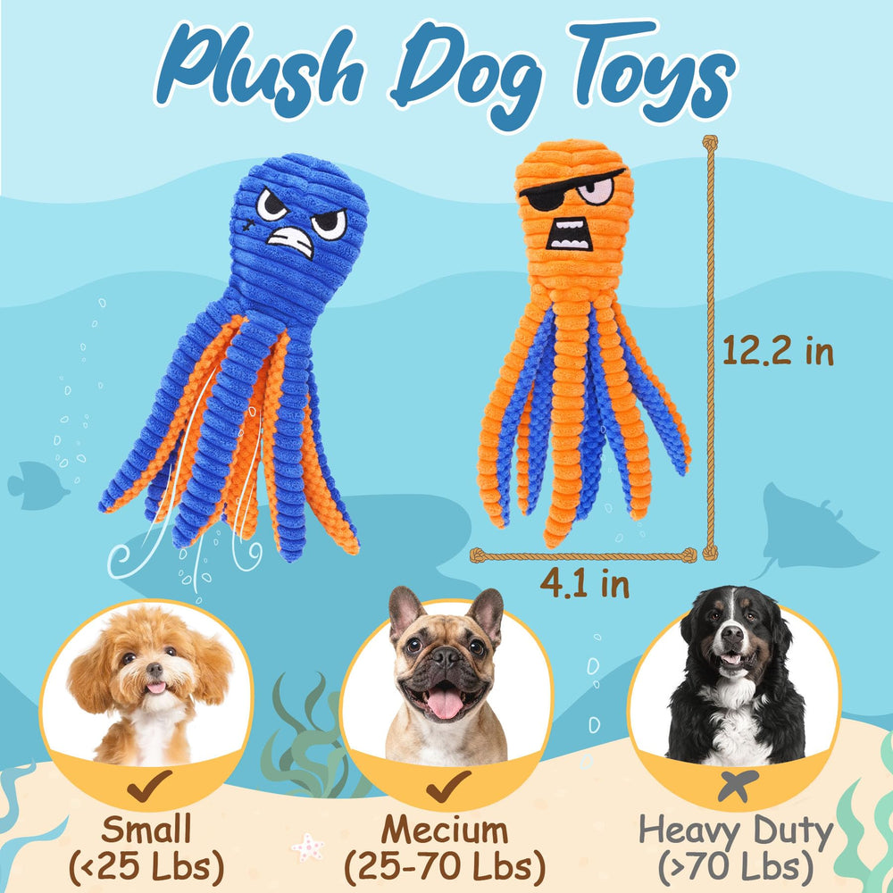 Pulpo Zeaxuie con sonajero y crujido para perros, fomenta actividad y entretenimiento.