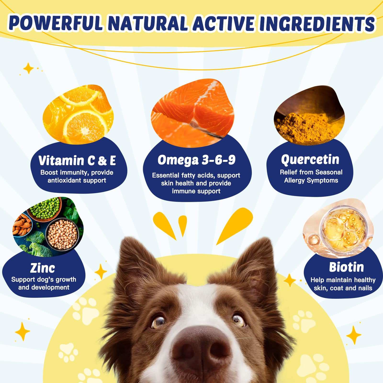 ZEBORA omega-3 para perros, masticables sabor pollo, fácil de administrar.