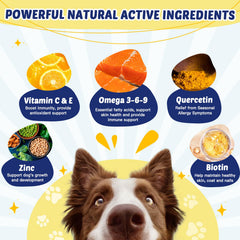 ZEBORA omega-3 para perros, masticables sabor pollo, fácil de administrar.