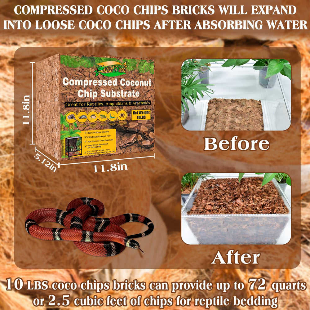 ZeeDix cascarilla coco substrato reptiles suave para humedad natural.