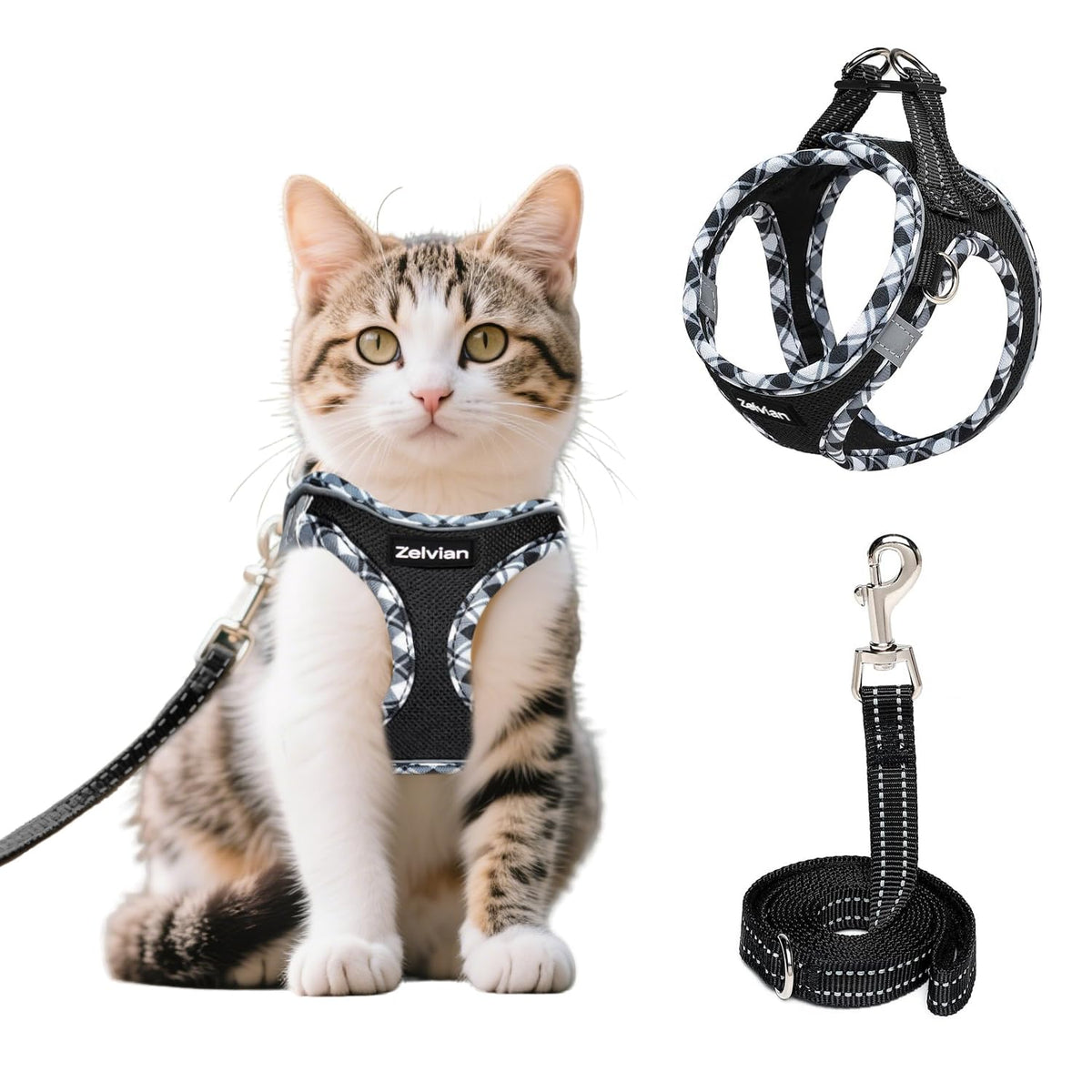 Zelvian arnés gato ajuste XS, diseño paso-in para gatos pequeños.