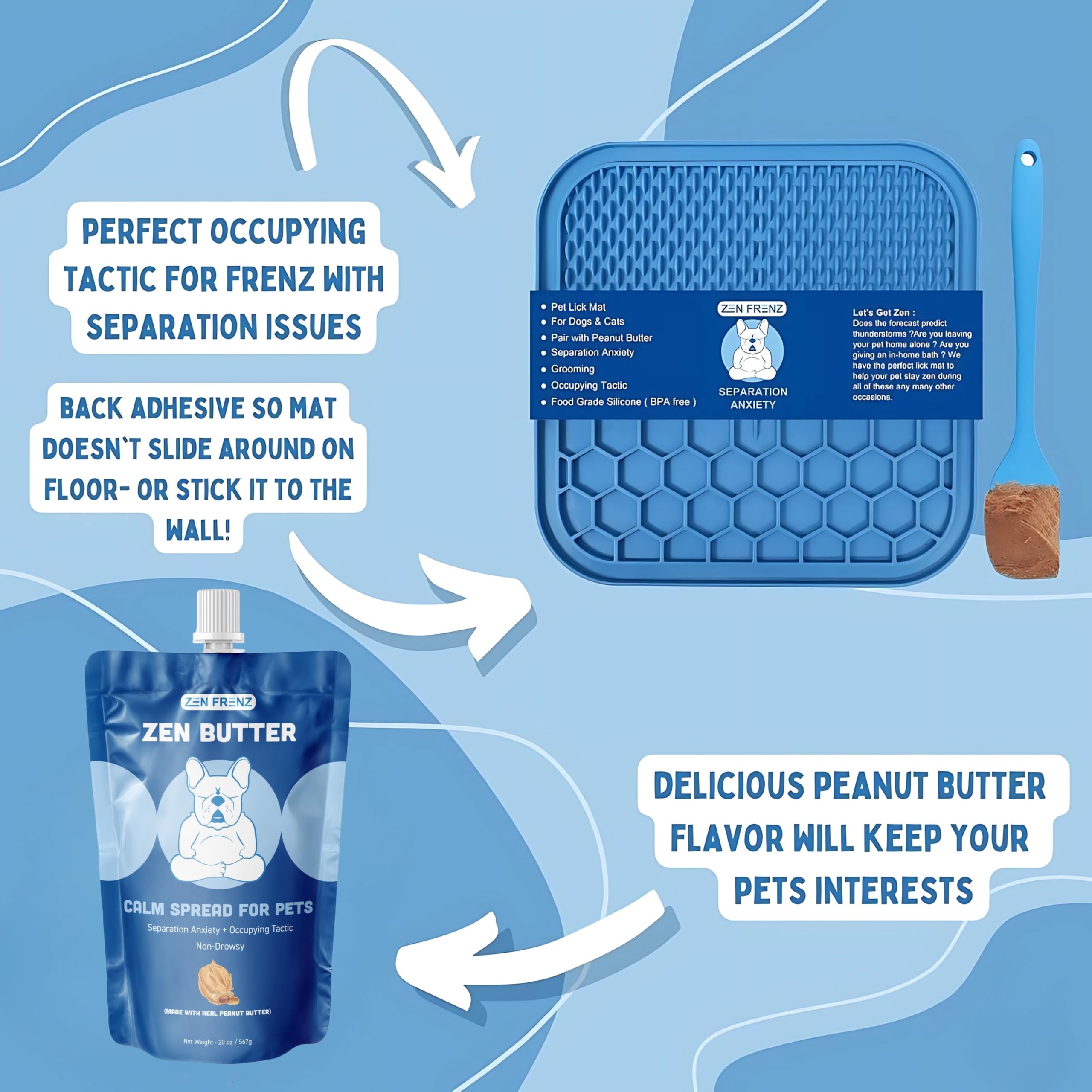 Zen Frenz Zen Butter, para mascotas en reuniones, viajes o visitas, promueve tranquilidad de forma natural.