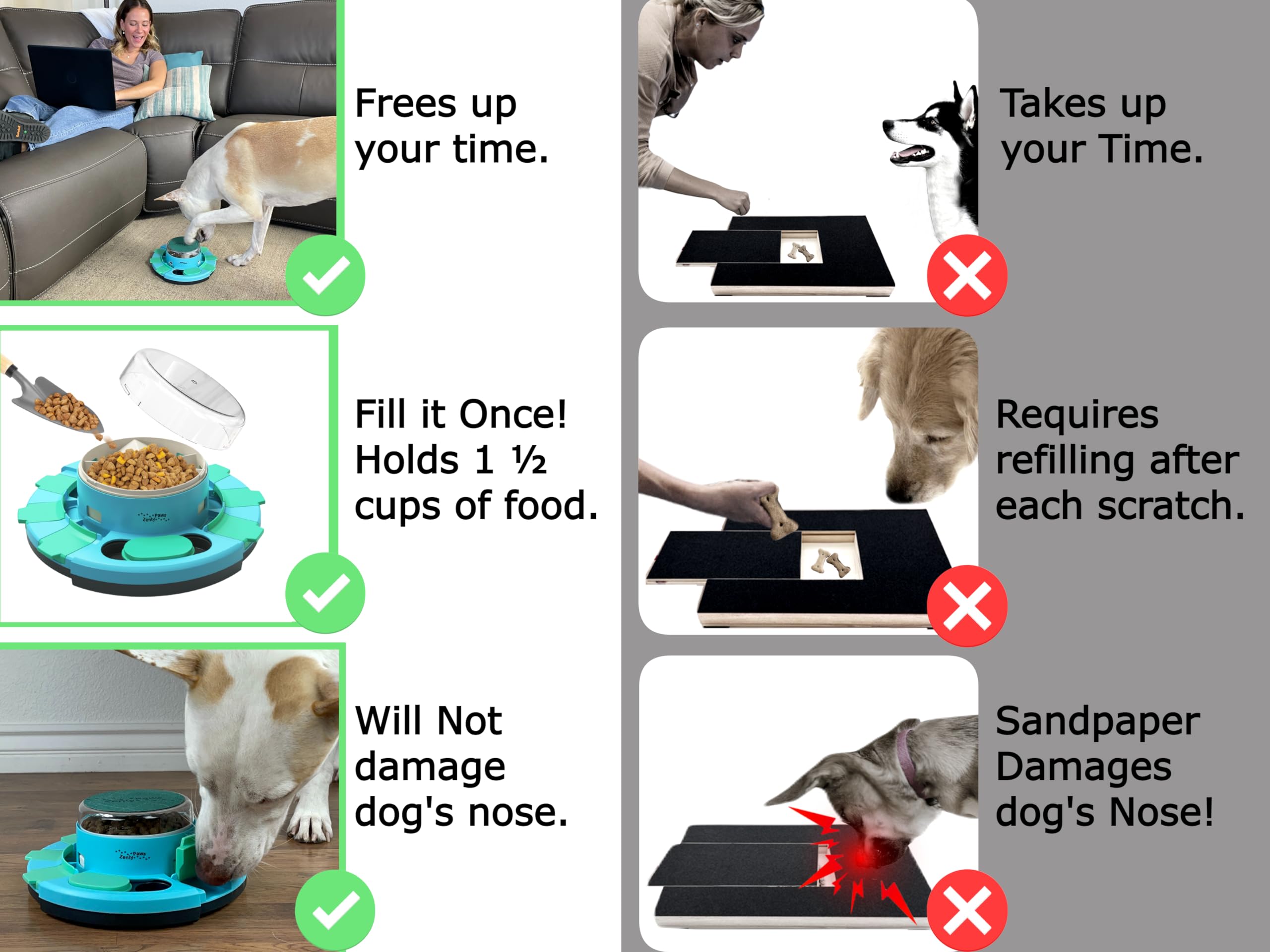 Zenly Paws Pizarras rasgadas autocurativas, superficie que se regenera tras el uso.